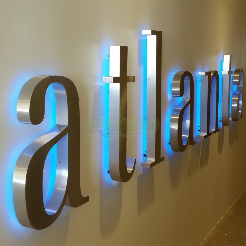 Wall Decor Illuminated Custom Logo Sign 3D Backlit Metal Logo Sign for Business